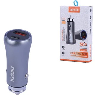شارژر فندکی فست و PD دو پورت Shoosh مدل SH-801 52.5W - خاکستری - SMO
