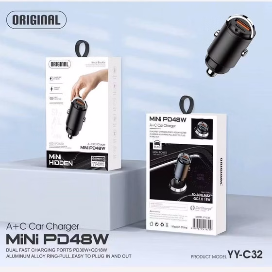 شارژر فندکی 48W مدل YY-C32 دارای 2 پورت خروجی